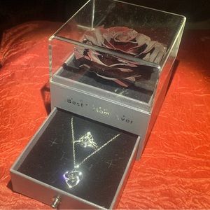 “Best Mom Ever” Jewelry Box Gift Set with Real Rose